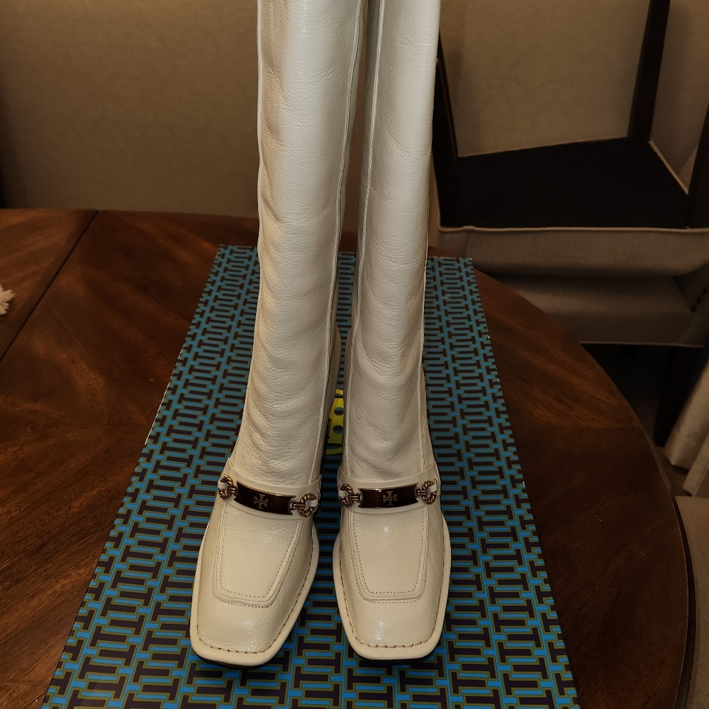 Tory Burch Ivory Perrine Tall Heel Boot